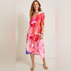 Tommy Bahama Artist Series Belted Caftan Cover Up Touch Of Pink EUC